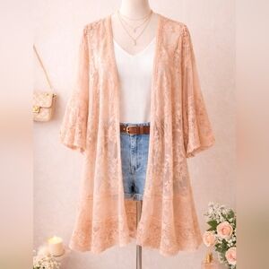 Miss Chievous Lace Cardigan in Tan.(only Cardigan)